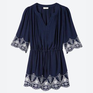 Crescent Rita Embroidered Tunic in Navy, Size Small, EUC